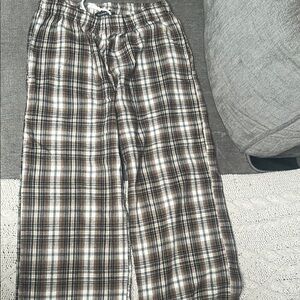 Brandy Plaid Lounge Pants - Brown and White